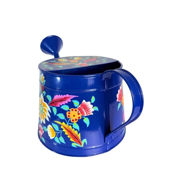 Jaipur In Bloom Floral Blue Metal Watering Can Garden Hand Painted Decorative - Picture 4 of 15